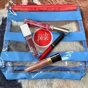 Brand New Lipstick Lip Gloss Bundle Sephora 96 RED VELVET Sally Hansen JOAH Bag